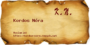 Kordos Nóra névjegykártya