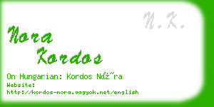 nora kordos business card